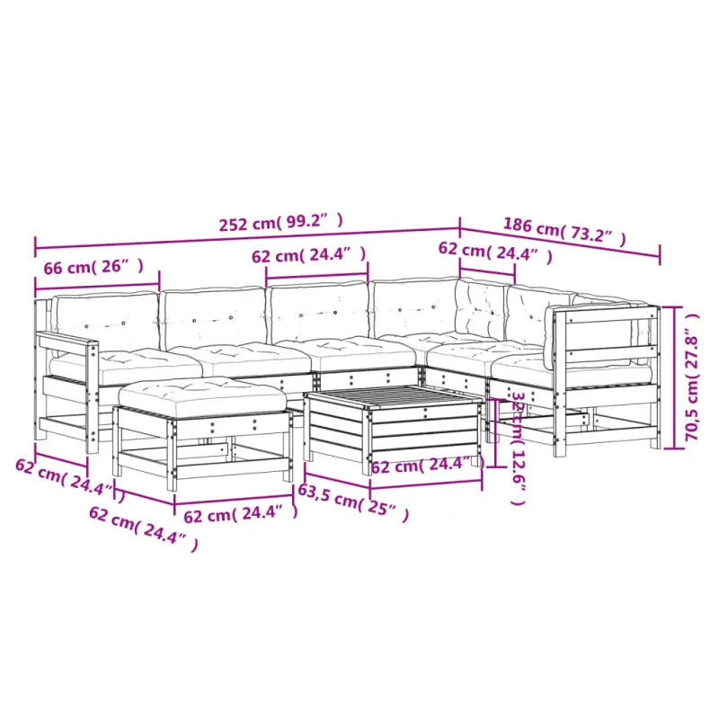 Loungebank van massief Douglas hout met gelat ontwerp voor de tuin - Tuinsets