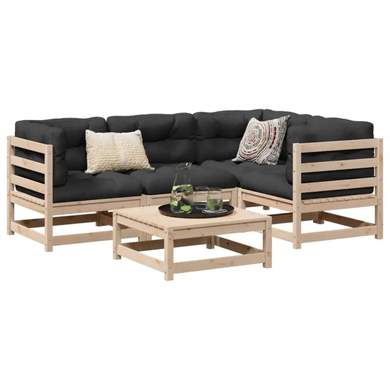 Loungebank van massief douglas vurenhout voor buiten ontspanning - Natuurlijk grenenhout / Nee - Tuinsets