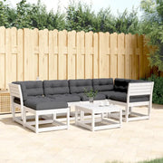 Loungebank van massief grenenhout voor buiten met wit materiaal - Tuinsets