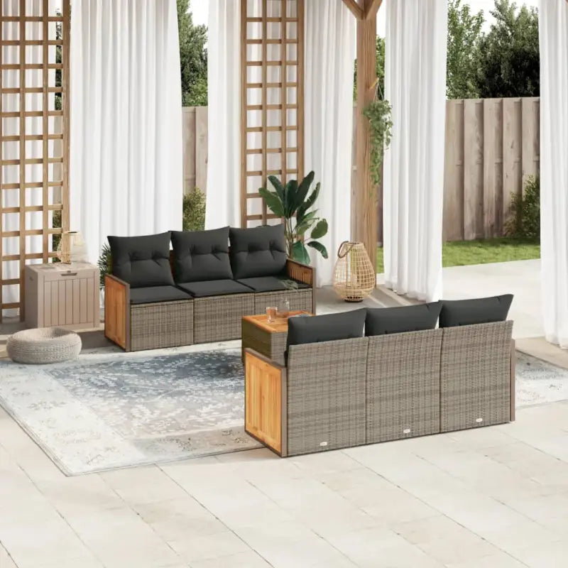 Loungebank van poly rattan en gepoedercoat staal voor buiten - Grijs - Tuinsets