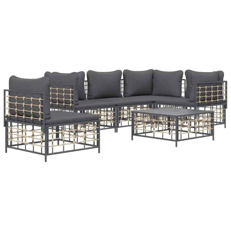 Loungebank van poly rattan met antraciet materiaal en gepoedercoat staal - Loungebanken