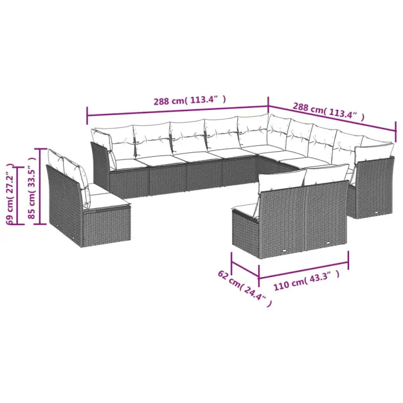 Loungebank van poly rattan met comfortabele zitervaring en gepoedercoat staal - Tuinsets