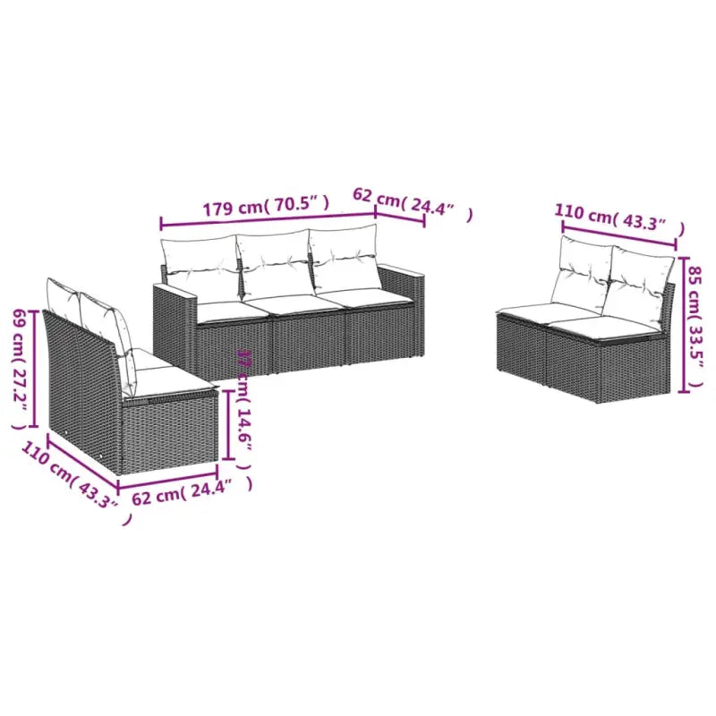 Loungebank van poly rattan met waterdichte tas voor tuinvermaak - Tuinsets