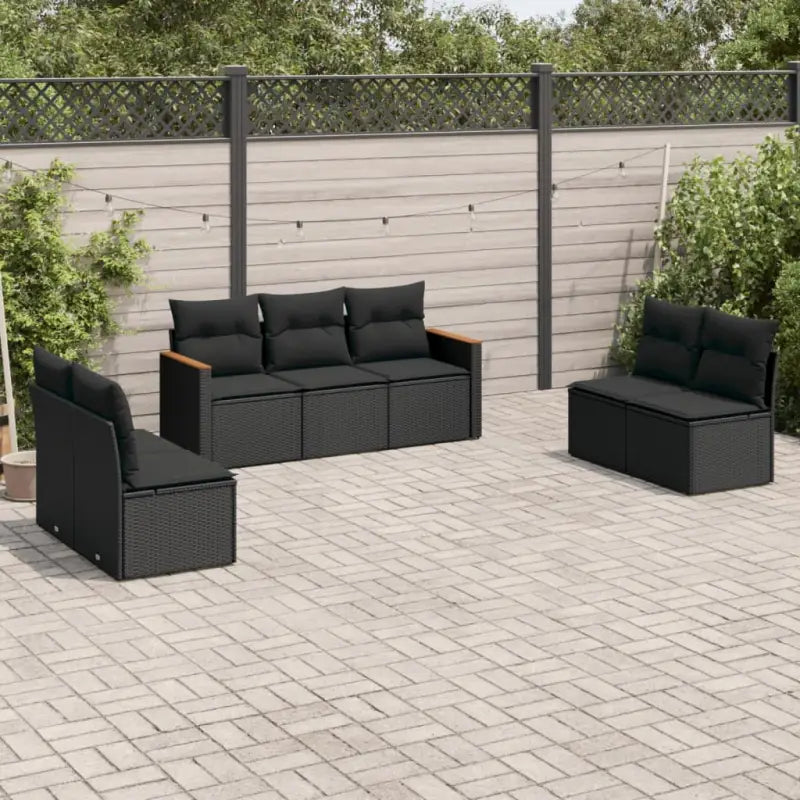 Loungebank van poly rattan met waterdichte tas voor tuinvermaak - Zwart / Zonder tafel - Tuinsets