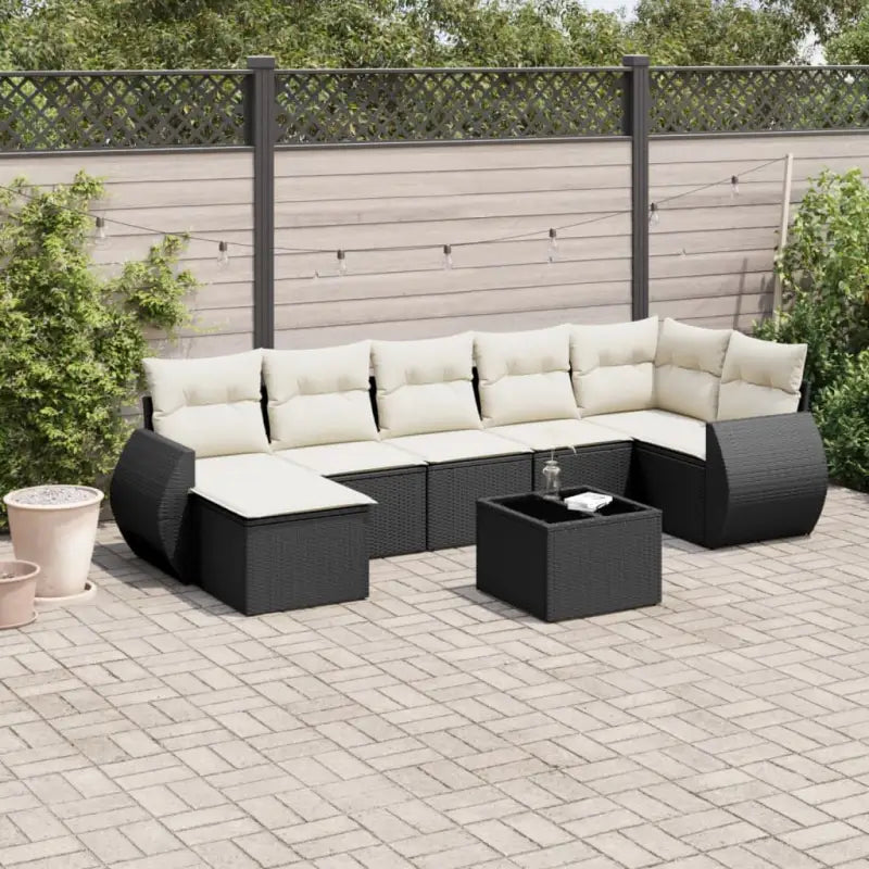 Loungebank van zwart materiaal met waterdichte tas en gepoedercoat staal - Zwart en crème / Zonder tafel - Tuinsets