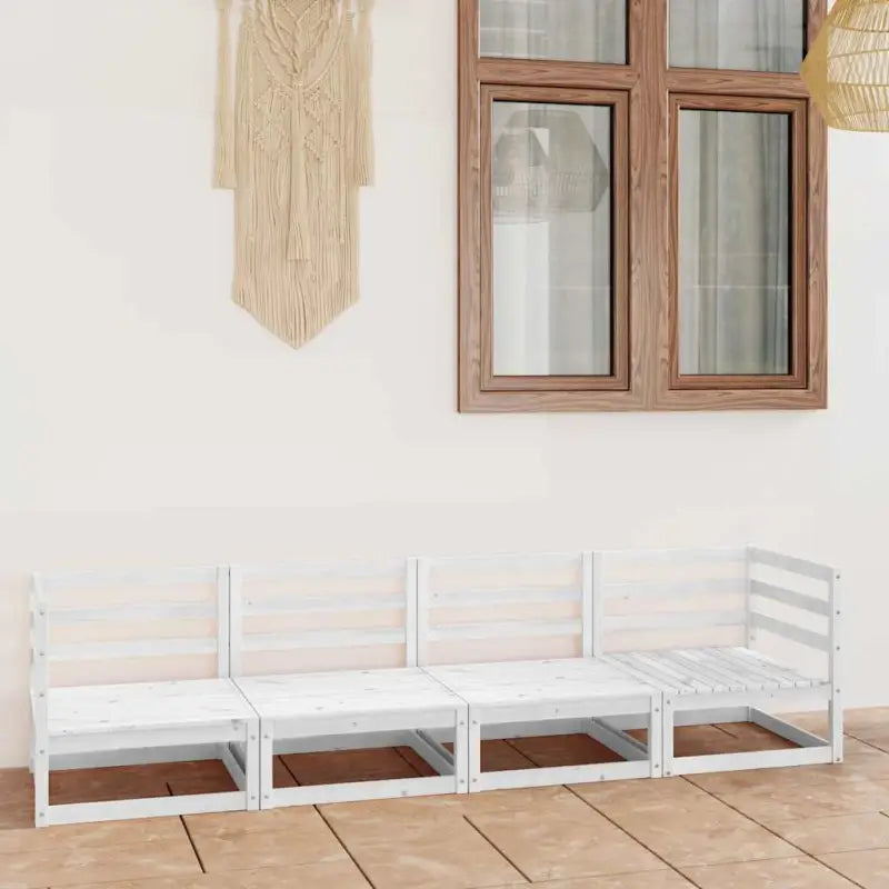 Loungebank voor 4 personen met massief grenenhout en rug zijkussens - Wit / 1 / Nee - Loungebanken