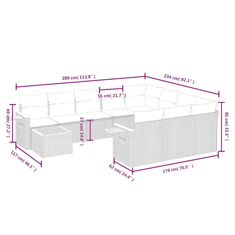 Loungebank voor buiten in grijs materiaal en gepoedercoat staal - Grijs - Tuinsets