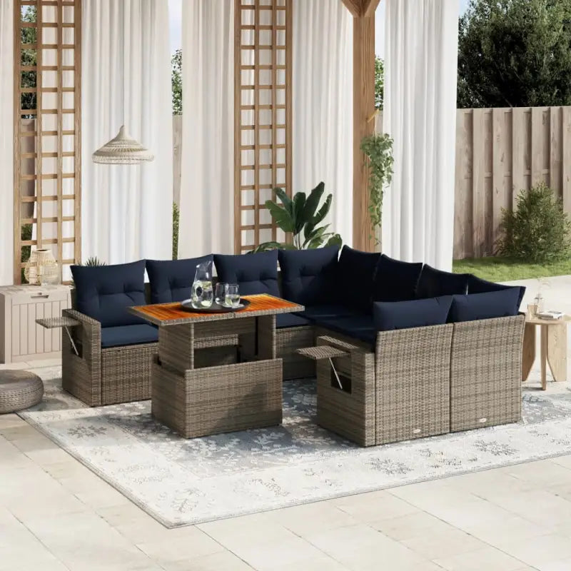 Loungebank voor buiten in zwart materiaal en gepoedercoat staal - Grijs / zonder opbergruimte - Tuinsets