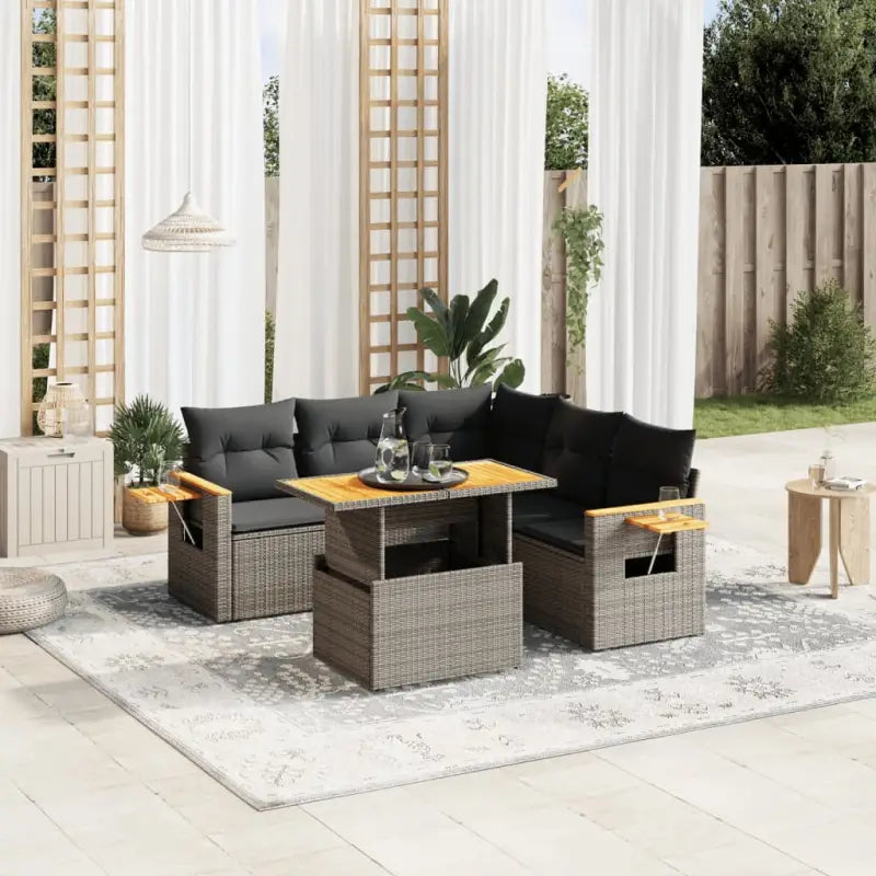 Loungebank voor buiten met grijs materiaal en gepoedercoat staal - Grijs - Tuinsets
