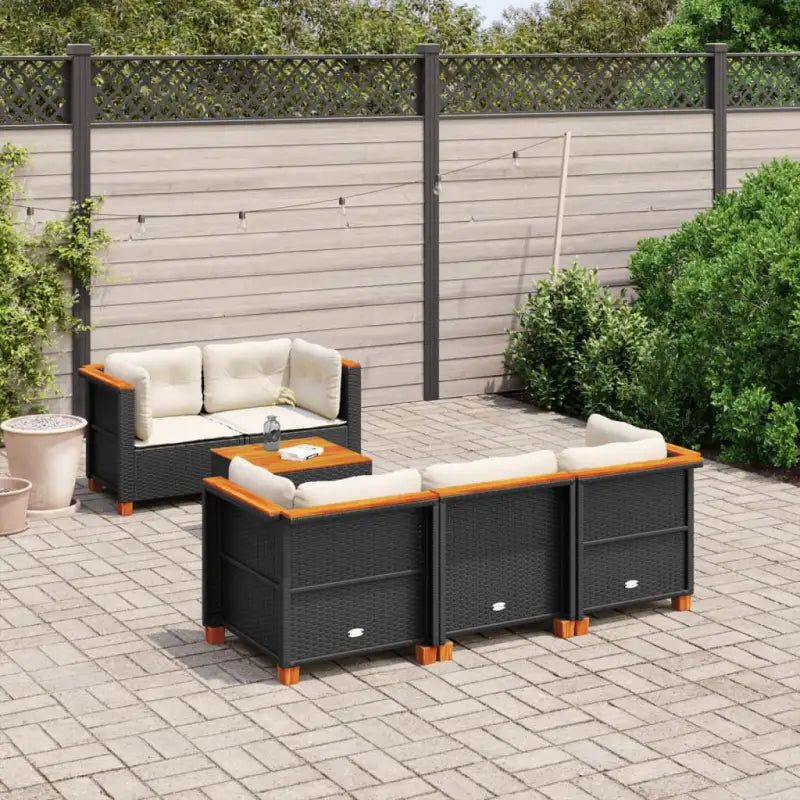 Loungebank voor buiten met grijs materiaal en natuurlijke olieafwerking - Zwart / Dichtgeweven - Tuinsets