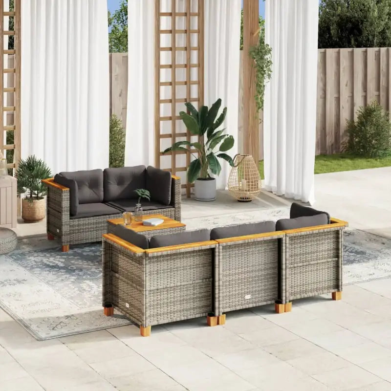 Loungebank voor buiten met grijs materiaal en natuurlijke olieafwerking - Grijs / Dichtgeweven - Tuinsets