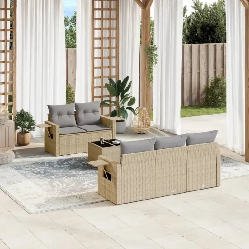 Loungebank voor buiten met waterdichte tas en beige materiaal - Beige en grijs - Tuinsets