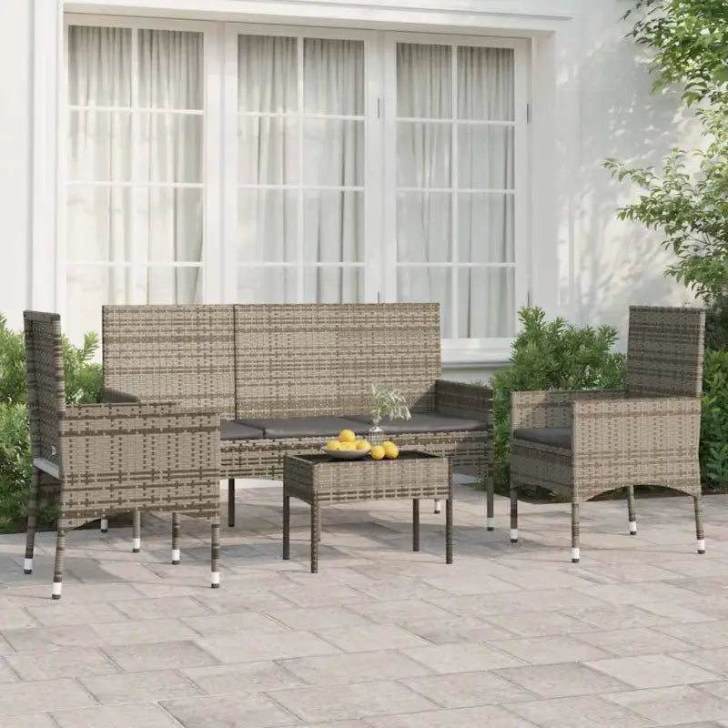 Loungebank voor buiten met zwart materiaal en gepoedercoat staal - Grijs - Tuinsets