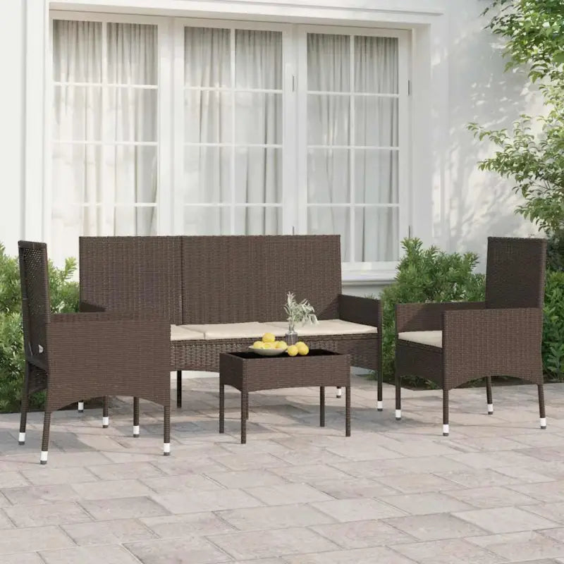 Loungebank voor buiten met zwart materiaal en gepoedercoat staal - Bruin - Tuinsets