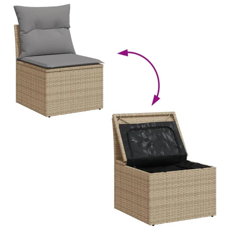 Loungebank voor tuin en terras in gemengd beige materiaal - Tuinsets