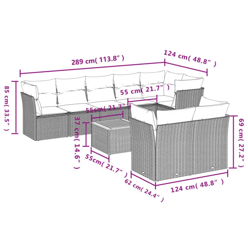 Loungebank voor tuin en terras in gemengd beige materiaal - Tuinsets