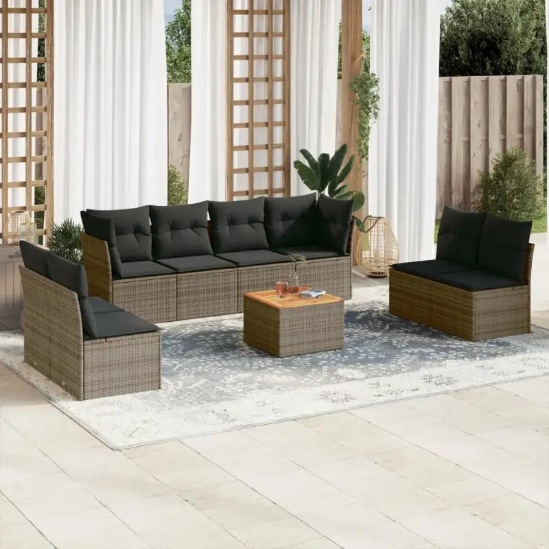 Loungebank voor tuin in zwart materiaal met waterdichte tas en gepoedercoat staal - grijs en donkergrijs - Tuinsets