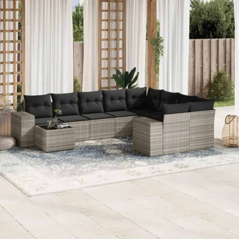 Loungebank voor tuin met beige materiaal en gepoedercoat staal afmetingen - Lichtgrijs en donkergrijs - Tuinsets