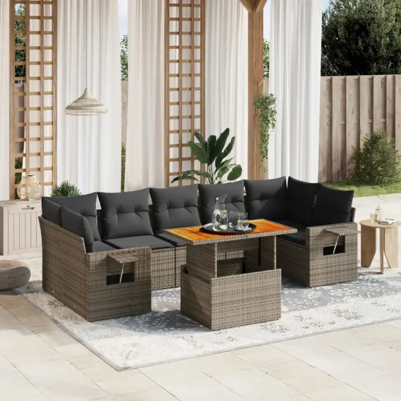 Loungebank voor tuin met beige materiaal en gepoedercoat staal - Grijs / zonder opbergruimte - Tuinsets