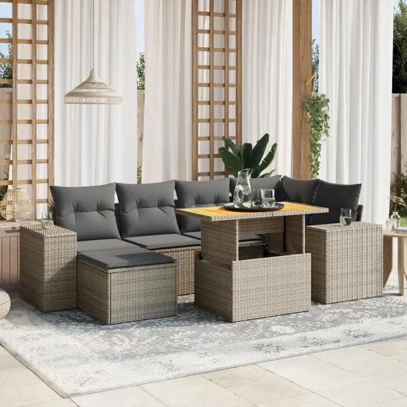 Loungebank voor tuin met beige materiaal en gepoedercoat staal - Grijs / zonder opbergruimte - Tuinsets