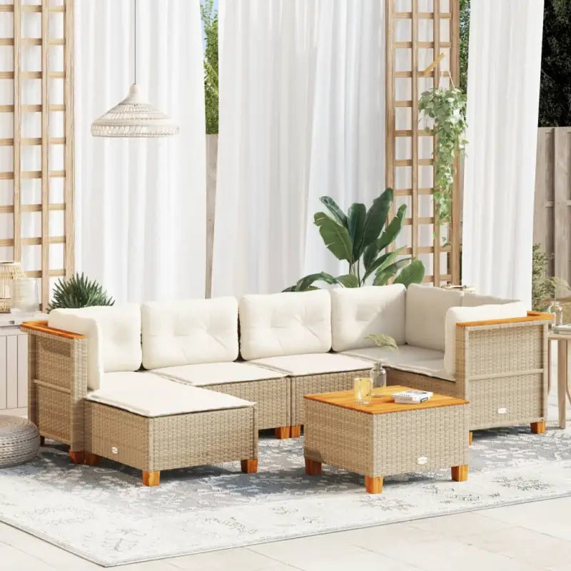 Loungebank voor tuin met beige materiaal en natuurlijke olieafwerking - Tuinsets
