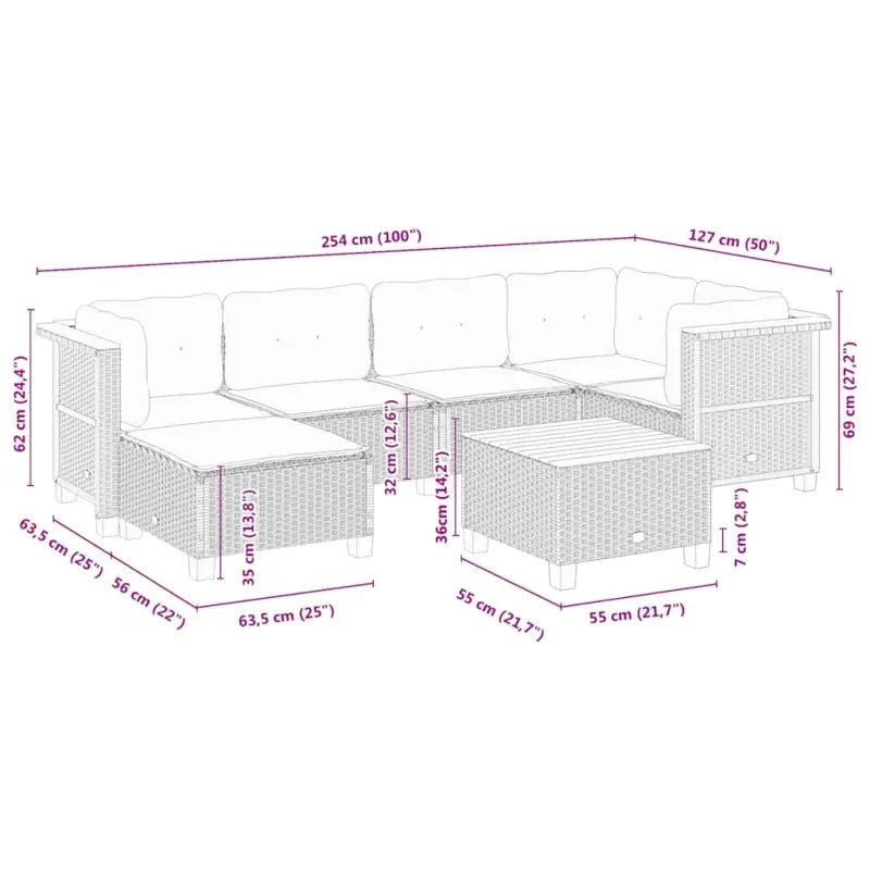 Loungebank voor tuin met beige materiaal en natuurlijke olieafwerking - Tuinsets
