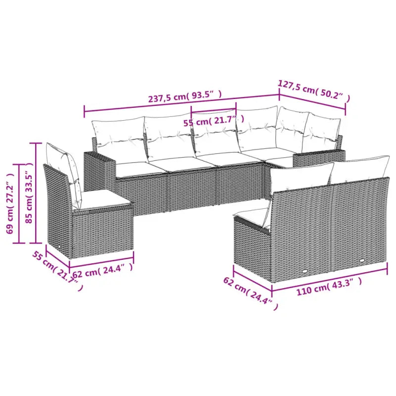 Loungebank voor tuin met gepoedercoat staal en beige materiaal - Tuinsets