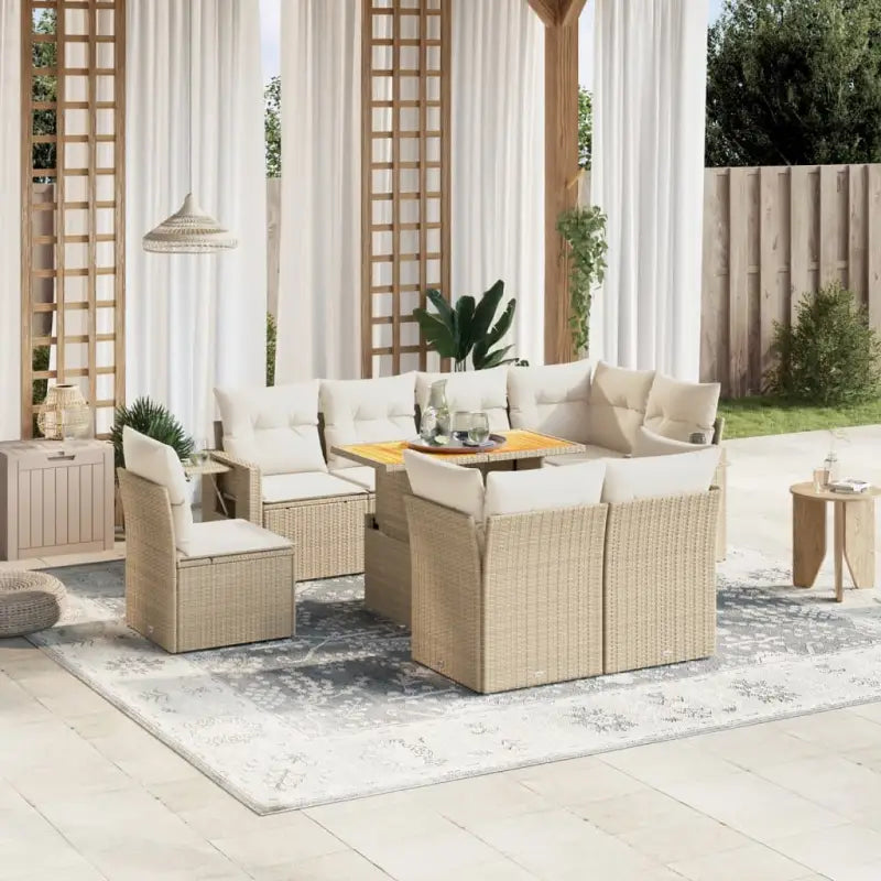 Loungebank voor tuin met waterdichte tas en grijs gepoedercoat staal - beige en crèmekleurig / 5x hoek + 3x midden