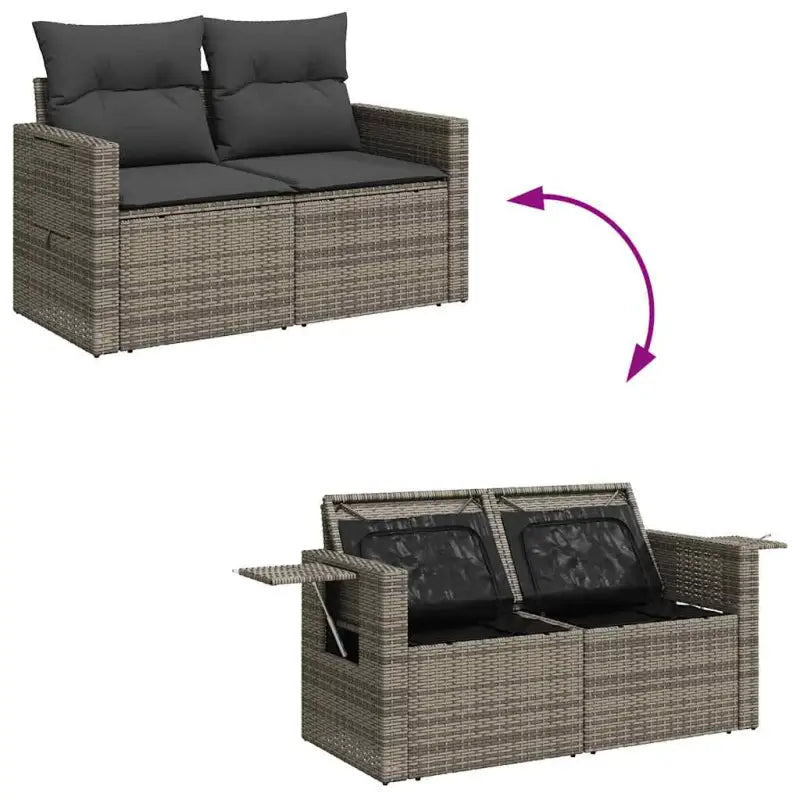Loungebank voor tuin met waterdichte tas en grijs gepoedercoat staal - Tuinsets