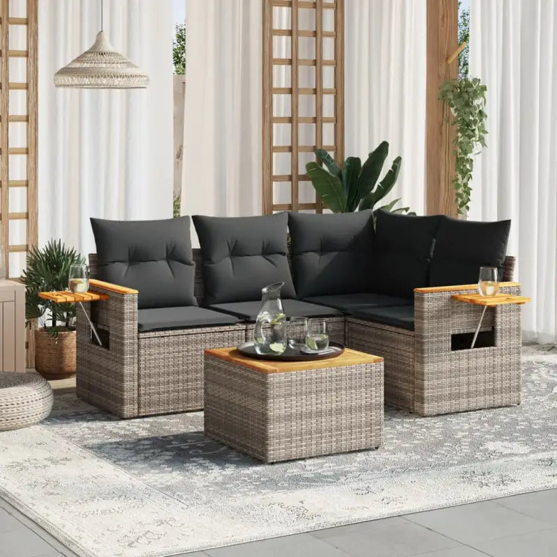 Loungebank voor tuin met waterdichte tas en grijs materiaal - Grijs / Met tafel - Tuinsets
