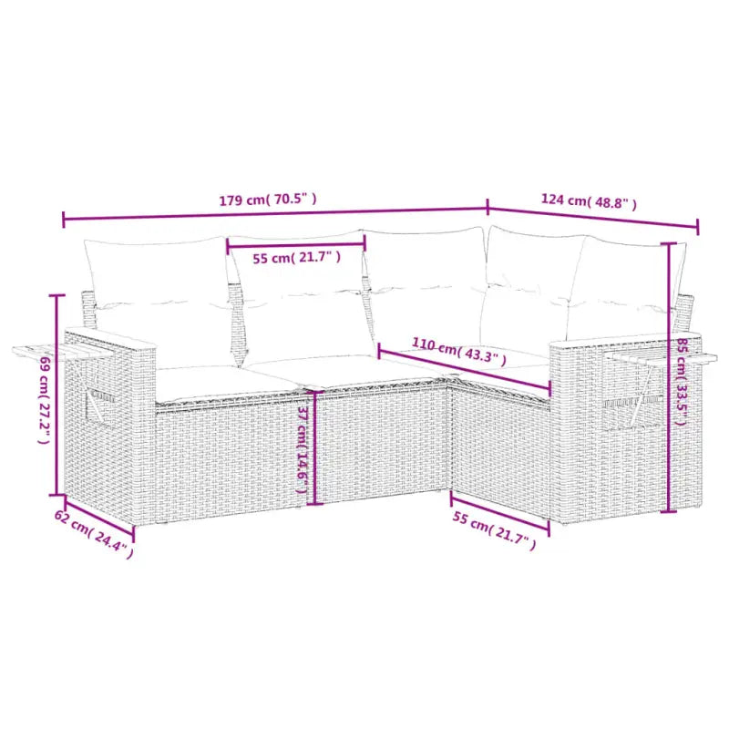 Loungebank voor tuin met waterdichte tas en grijs materiaal - Tuinsets