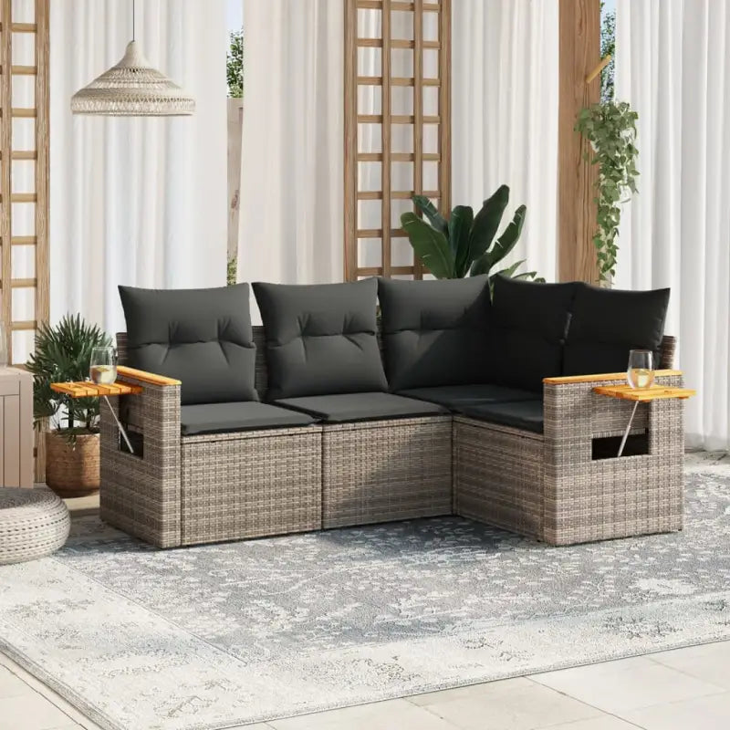 Loungebank voor tuin met waterdichte tas en grijs materiaal - Grijs / Zonder tafel - Tuinsets