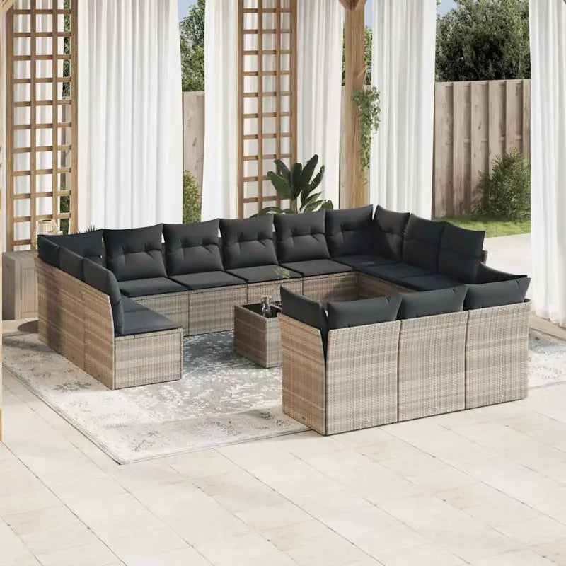 Loungebank voor tuin met waterdichte tas en zwart materiaal - Lichtgrijs / Met tafel - Tuinsets