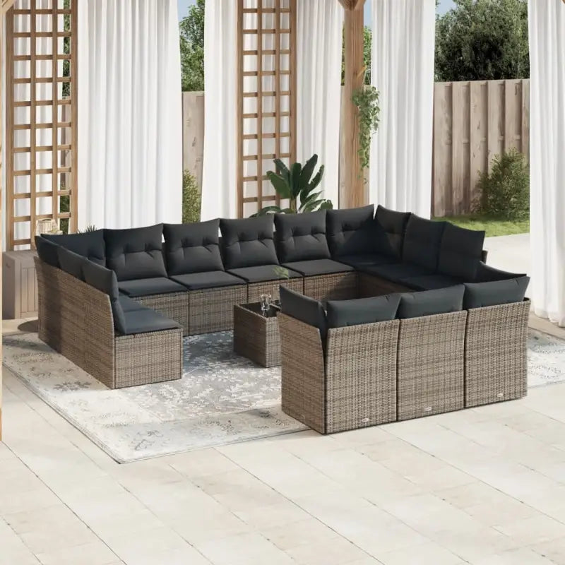Loungebank voor tuin met waterdichte tas en zwart materiaal - Grijs / Met tafel - Tuinsets
