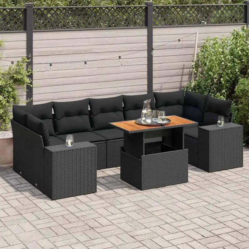 Loungebank voor tuin met zwart materiaal en gepoedercoat staal - Zwart / met opbergruimte - Tuinsets