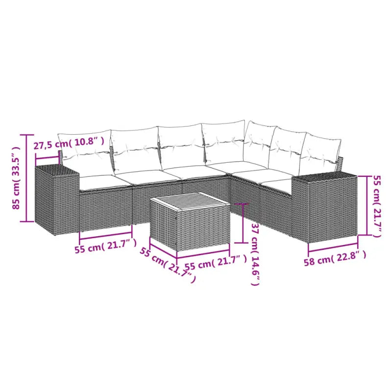 Loungebank voor tuin met zwart materiaal en gepoedercoat staal - Tuinsets