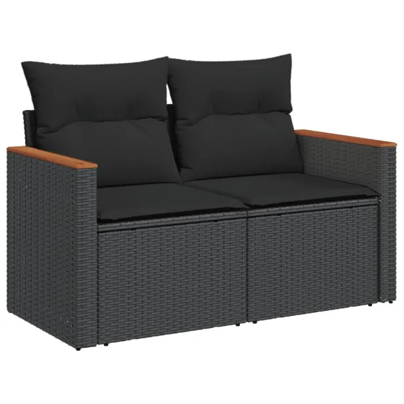 Loungebank voor tuin met zwart materiaal en gepoedercoat staal - Tuinsets
