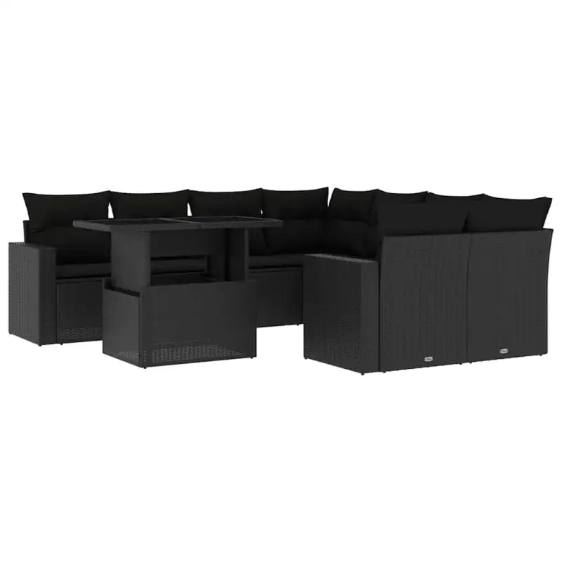Loungebank voor tuin met zwart materiaal en gepoedercoat staal - Tuinsets