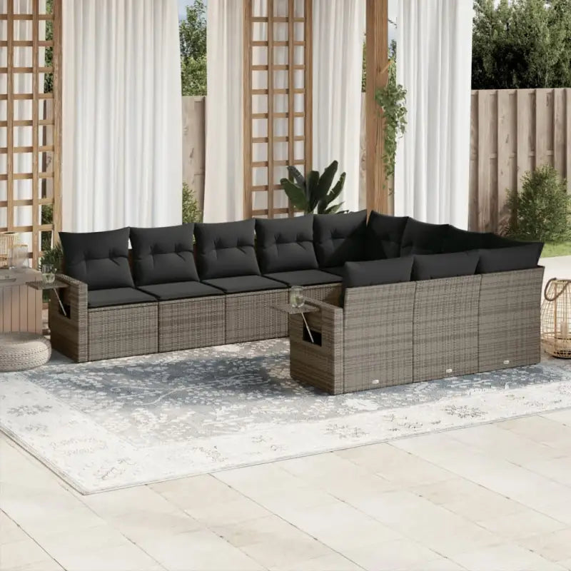 Loungebank voor tuin met zwart materiaal en gepoedercoat staal afmetingen - Grijs / Zonder tafel - Tuinsets