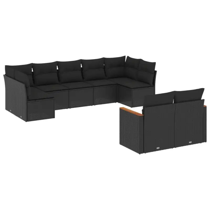 Loungebank voor tuin met zwart materiaal en gepoedercoat staal - Tuinsets