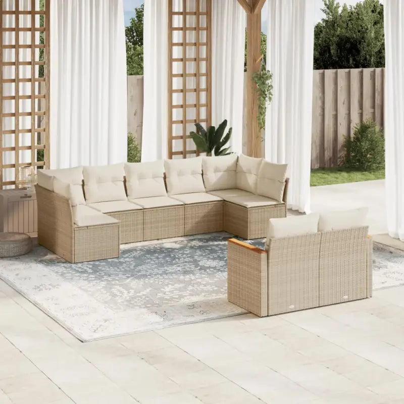 Loungebank voor tuin met zwart materiaal en gepoedercoat staal - Beige / Zonder tafel - Tuinsets