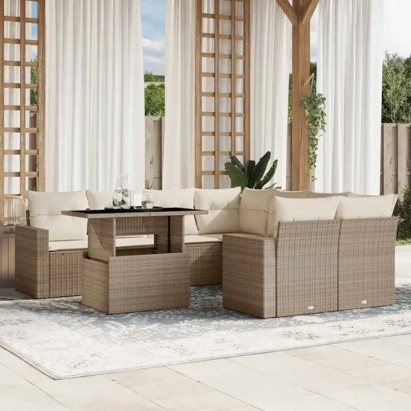 Loungebank voor tuin met zwart materiaal en gepoedercoat staal - beige en crèmekleurig / zonder opbergruimte - Tuinsets