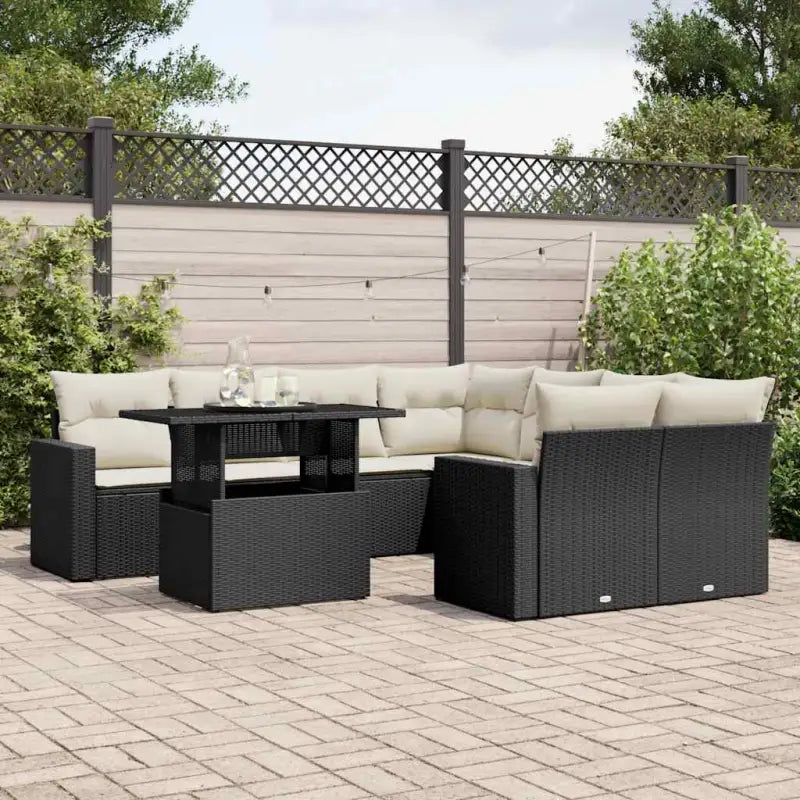 Loungebank voor tuin met zwart materiaal en gepoedercoat staal - Zwart en crème / zonder opbergruimte - Tuinsets