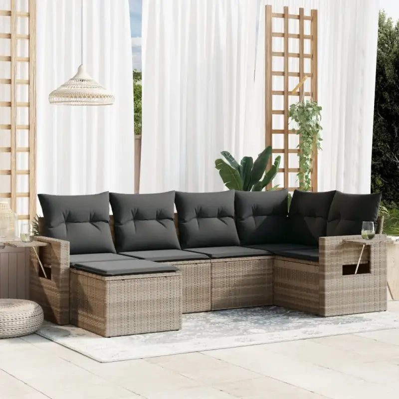 Loungebank voor tuin met zwart materiaal en waterdichte tas - Lichtgrijs / Zonder tafel - Tuinsets