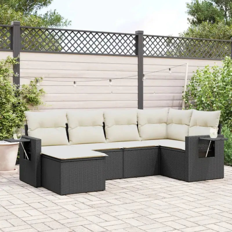 Loungebank voor tuin met zwart materiaal en waterdichte tas - Zwart en crème / Zonder tafel - Tuinsets