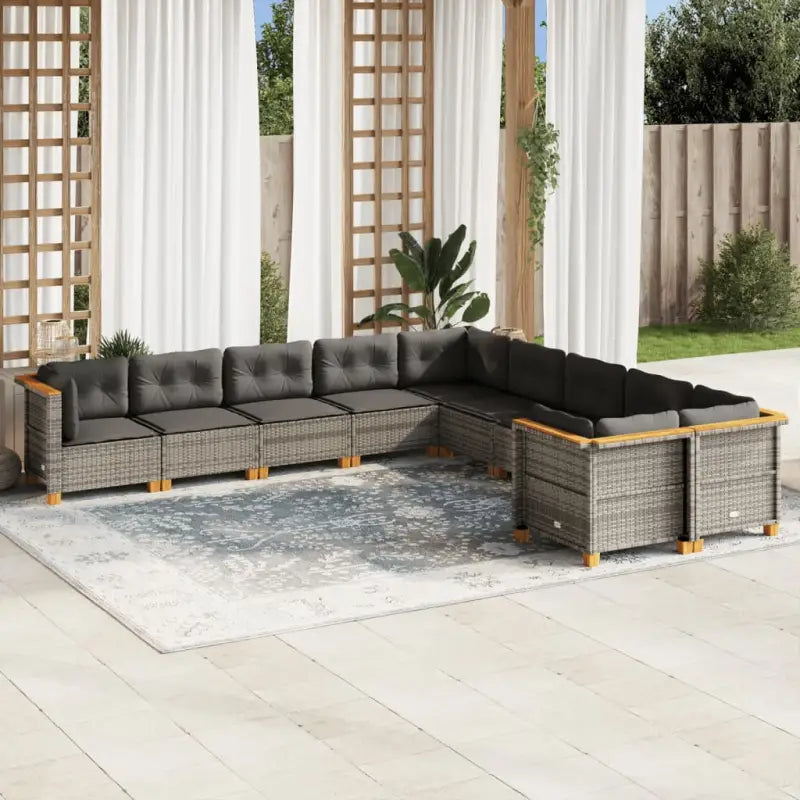 Loungebank voor tuin met zwarte gepoedercoate stalen afwerking - Grijs / Zonder tafel / Dichtgeweven - Tuinsets