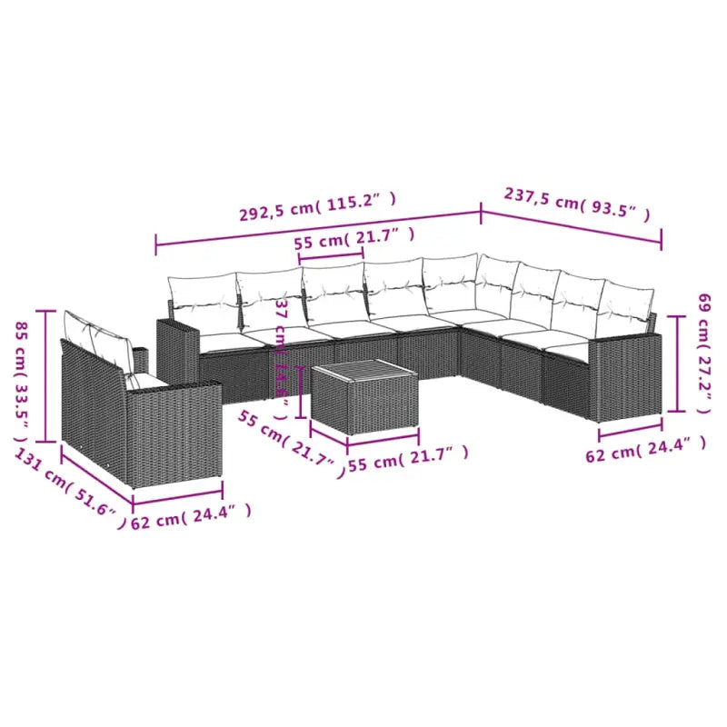 Loungebank voor tuin of terras in gemengd beige materiaal - Tuinsets