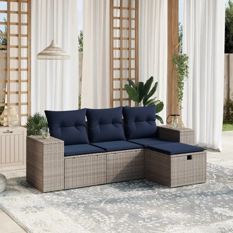 Loungebank voor tuin of terras in grijs materiaal met waterdichte zak - Grijs / zonder opbergruimte - Tuinsets