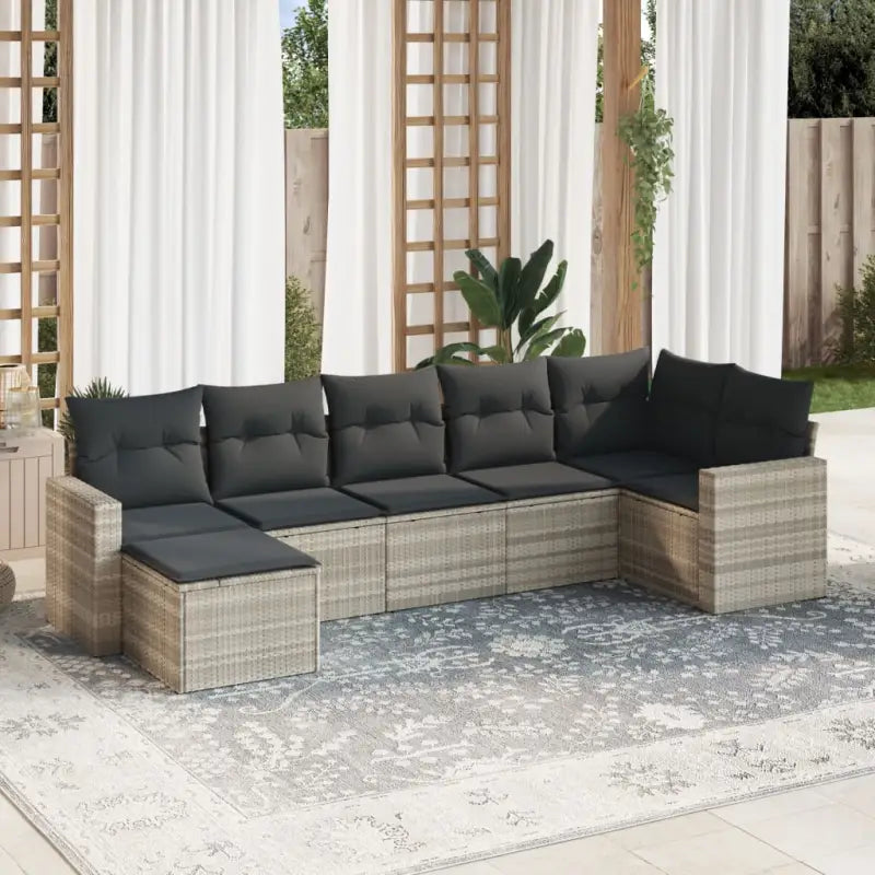 Loungebank voor tuin of terras met beige materiaal en gepoedercoat staal - Lichtgrijs / Zonder tafel - Tuinsets
