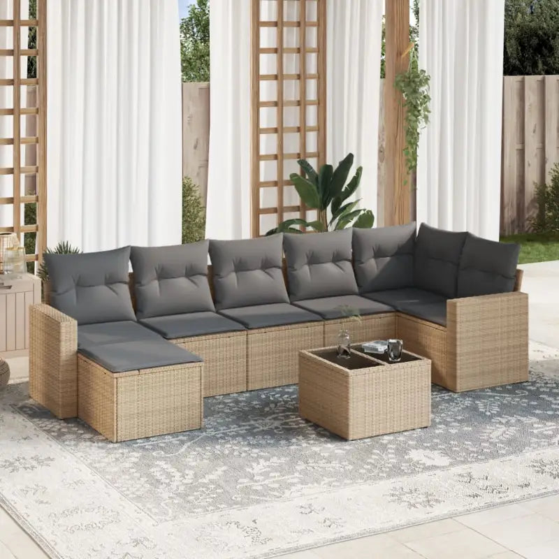 Loungebank voor tuin of terras met beige materiaal en gepoedercoat staal - Tuinsets
